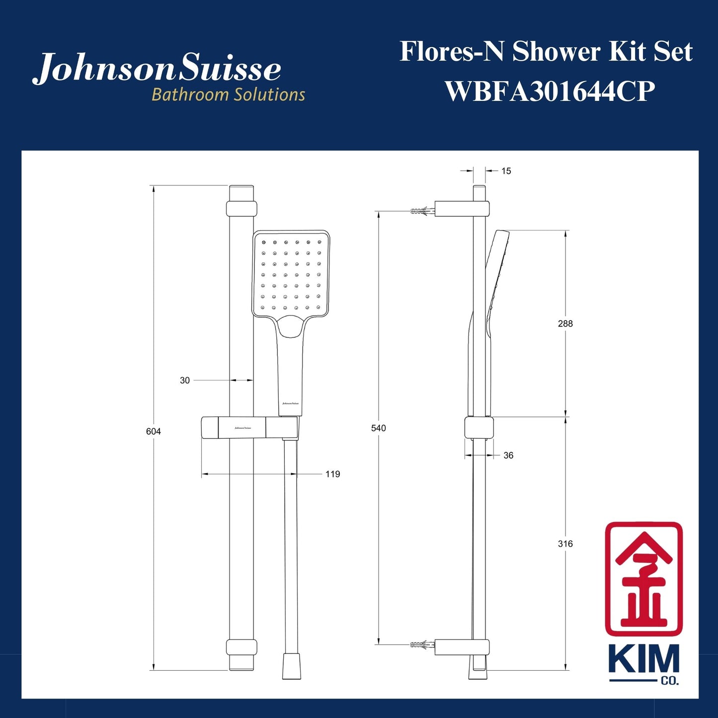 Johnson Suisse Flores-N Shower Kit (WBFA301644CP)