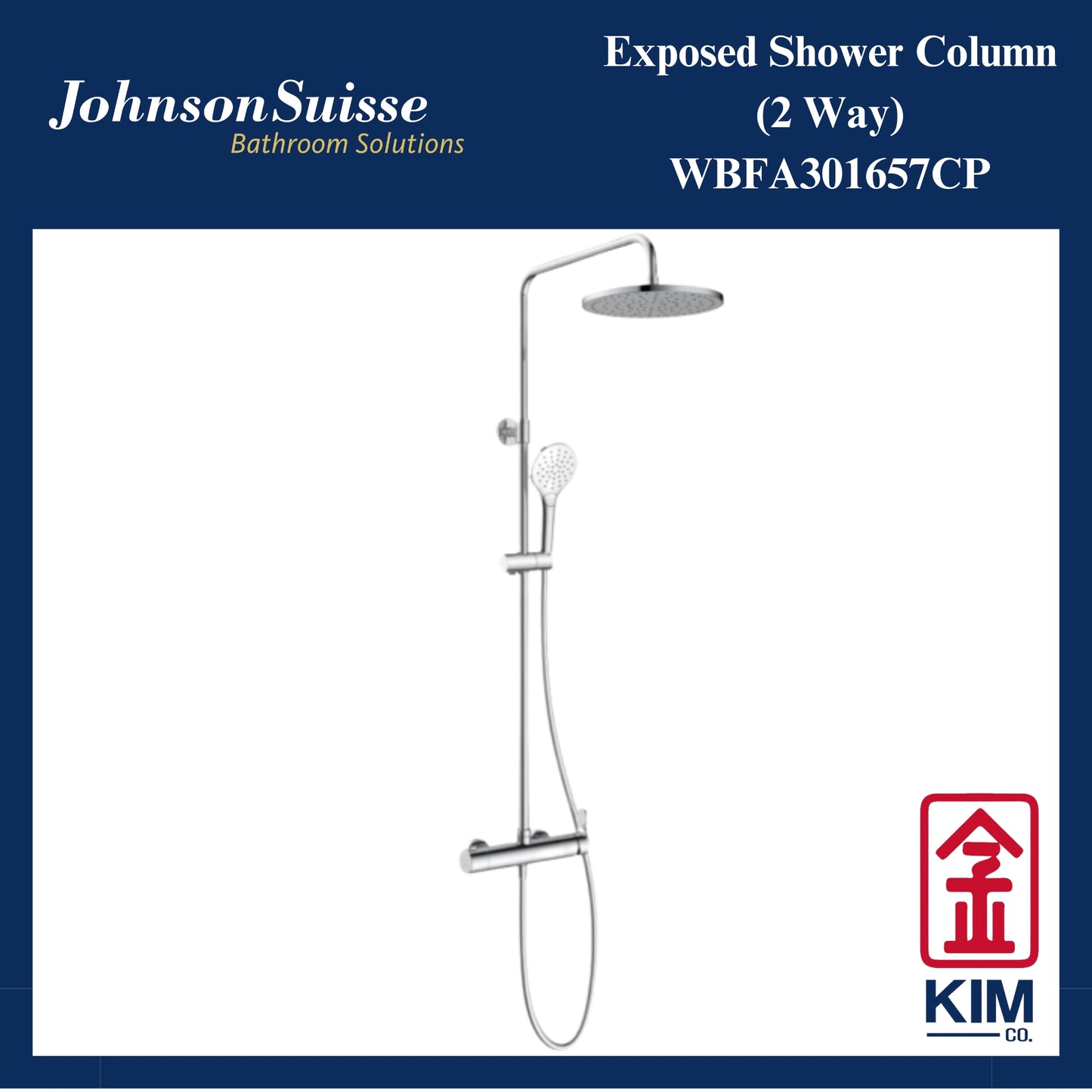 Johnson Suisse Gavi-N Shower Column 10” Abs Shower Head, Abs Hand Shower (2 Ways) (WBFA301657CP)