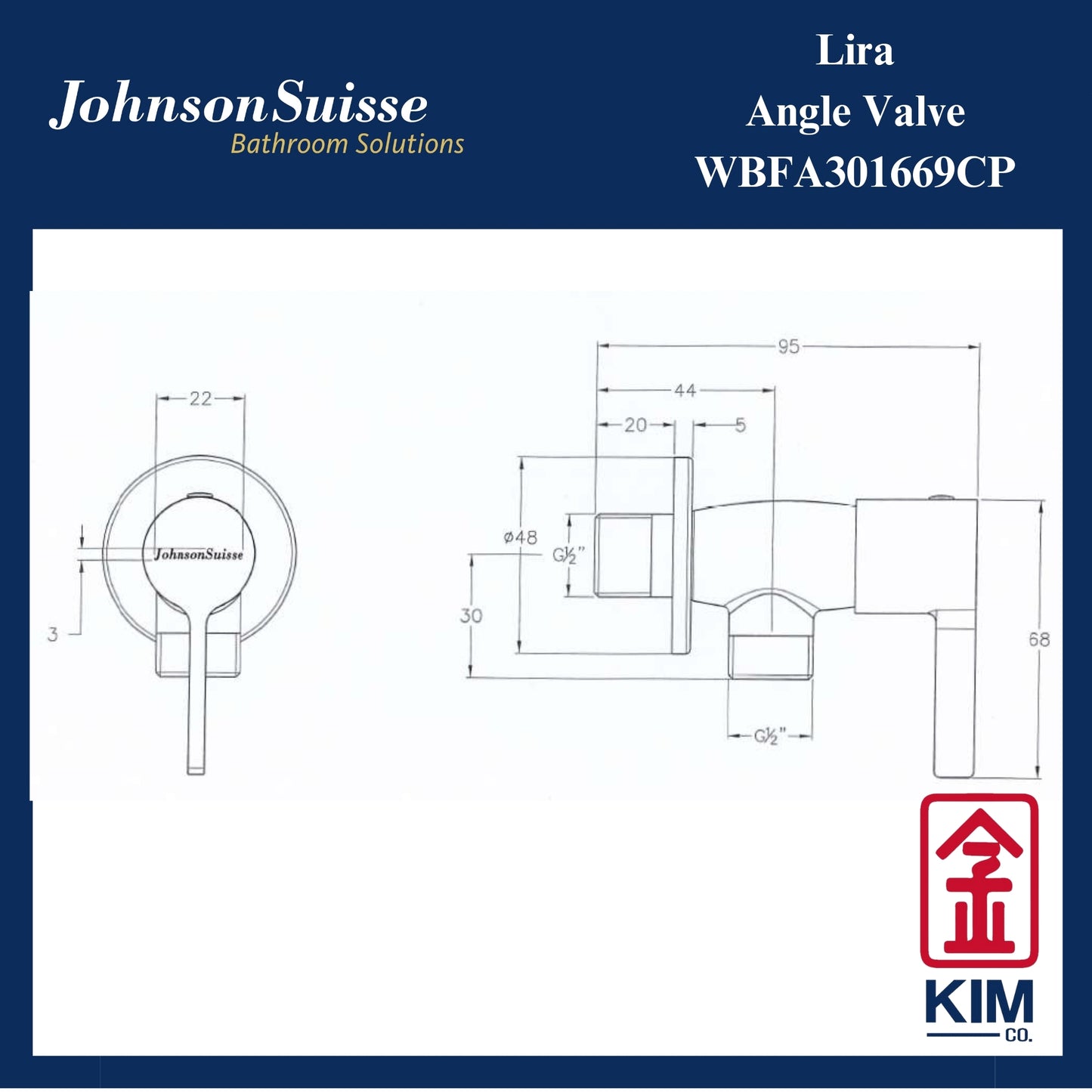 Johnson Suisse Lira Angle Valve (WBFA301669CP)