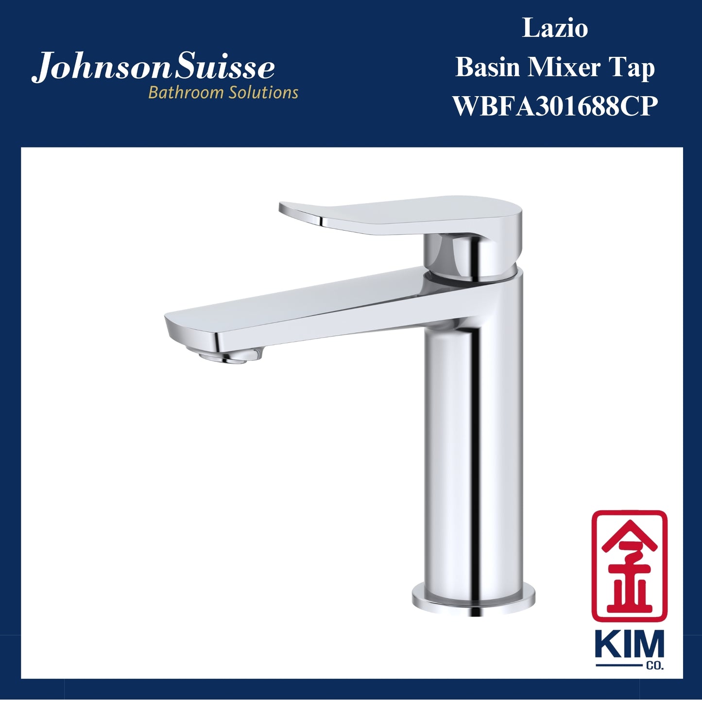 Johnson Suisse Lazio Basin Mixer Without Pop Up Waste (WBFA301688CP)