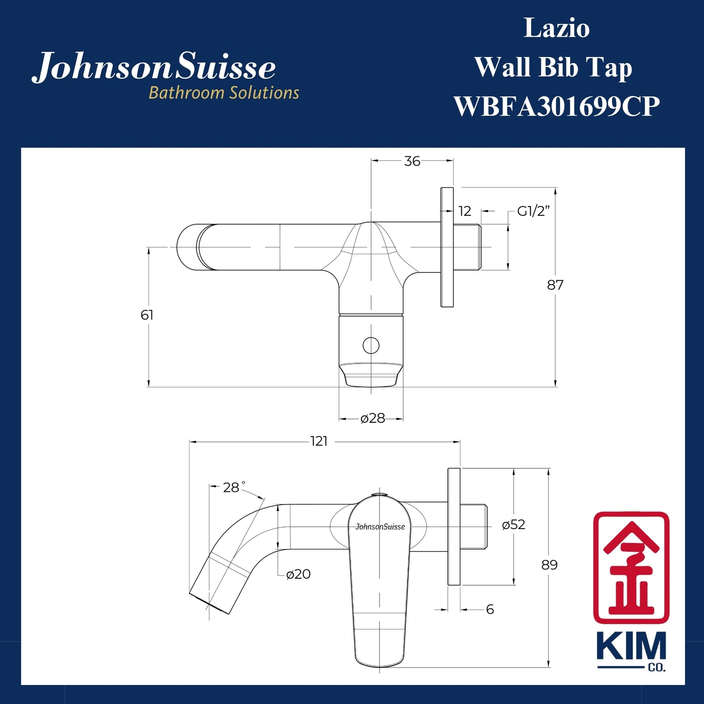 Johnson Suisse Lazio Wall Bib Tap (WBFA301699CP)