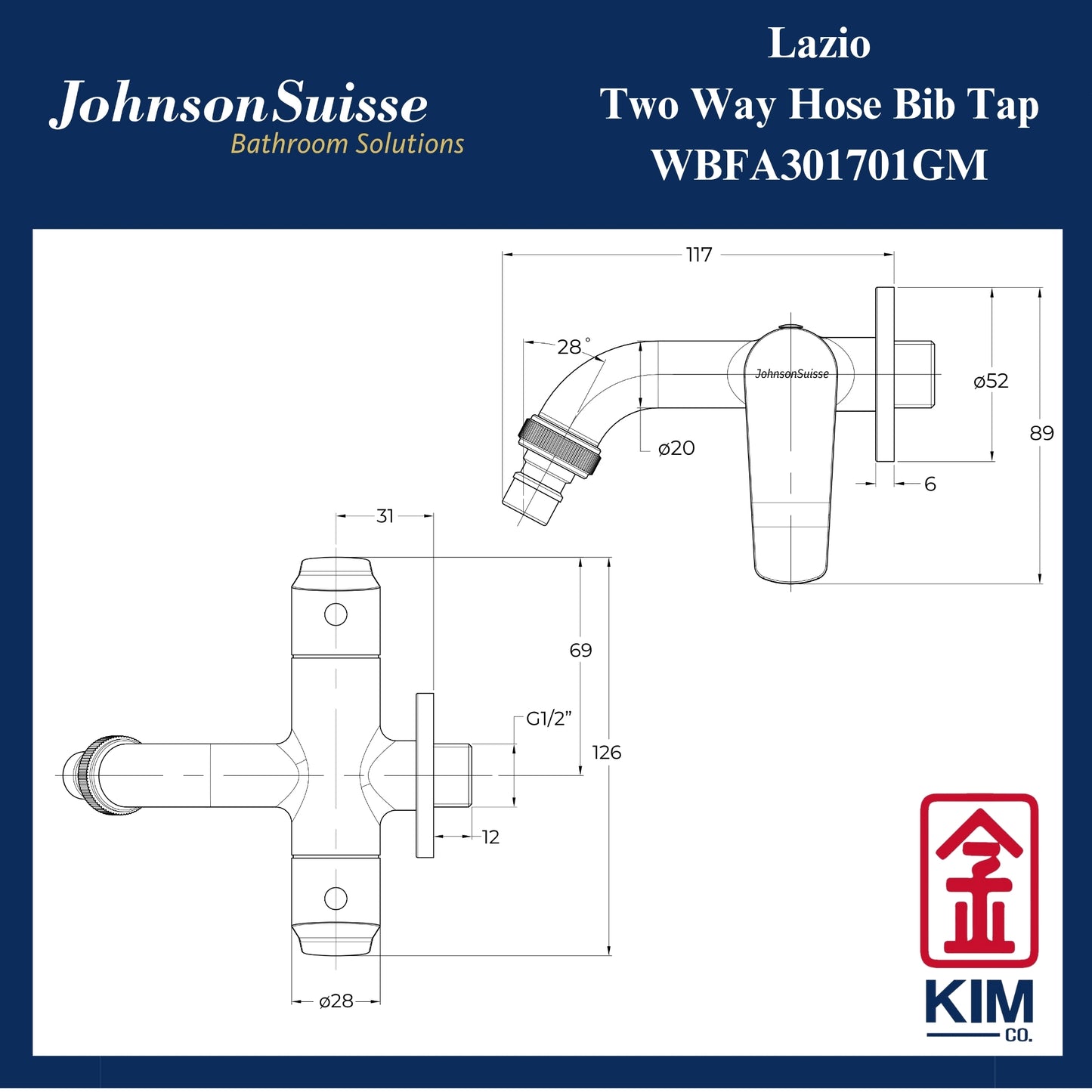 Johnson Suisse Lazio Two Way Bib Tap (Gunmetal) (WBFA301701GM)