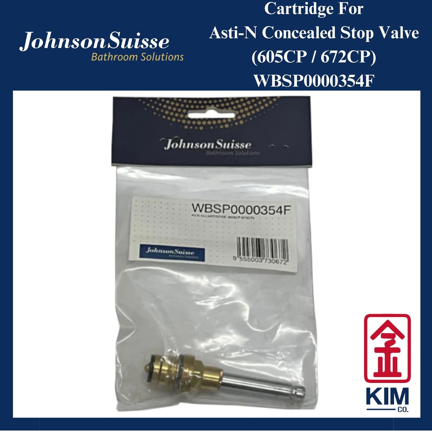 Johnson Suisse Asti-N Concealed Stop Valve Cartridge (605CP / 672CP) (WBSP0000354F)
