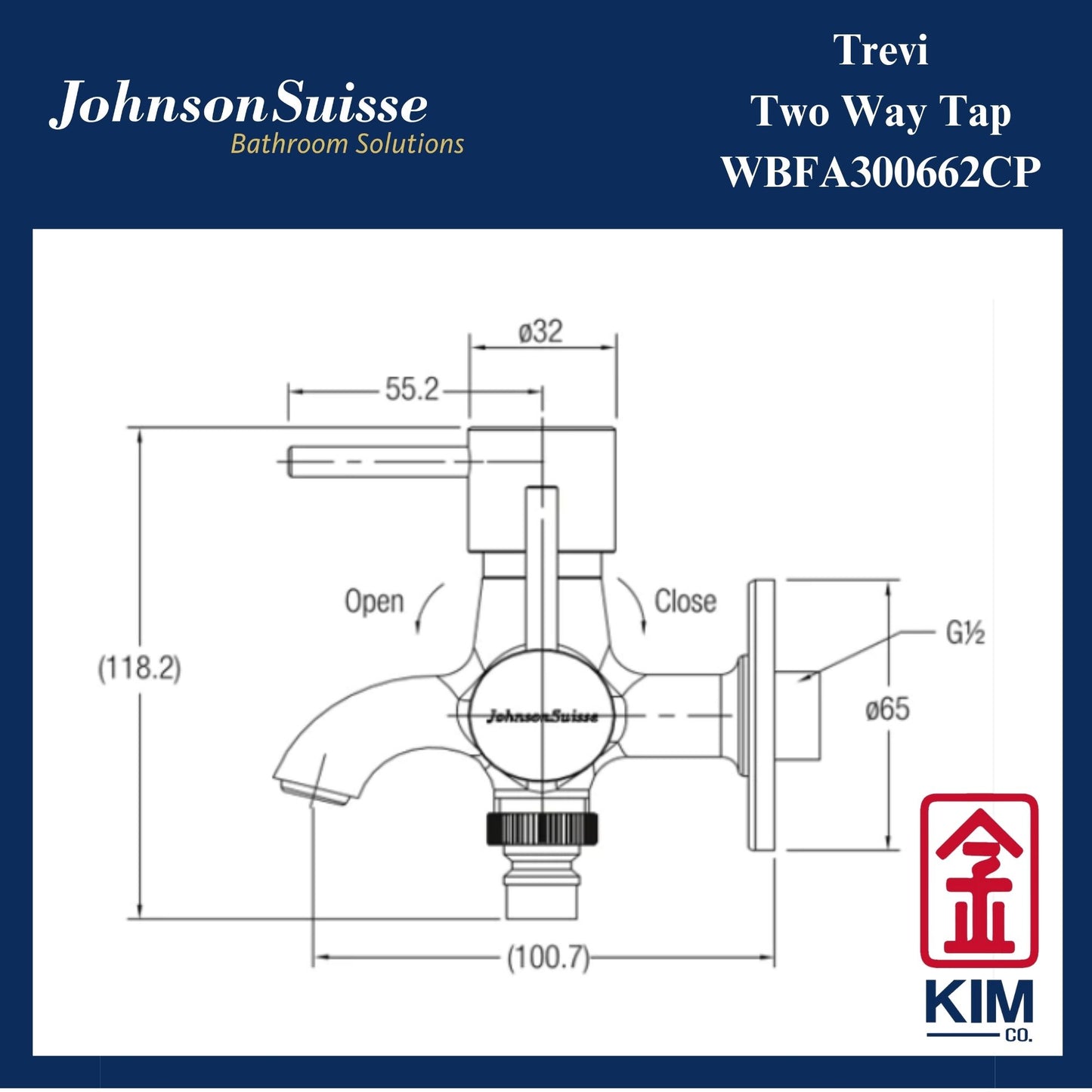 Johnson Suisse Trevi Two Way Bib Tap (WBFA300662CP)