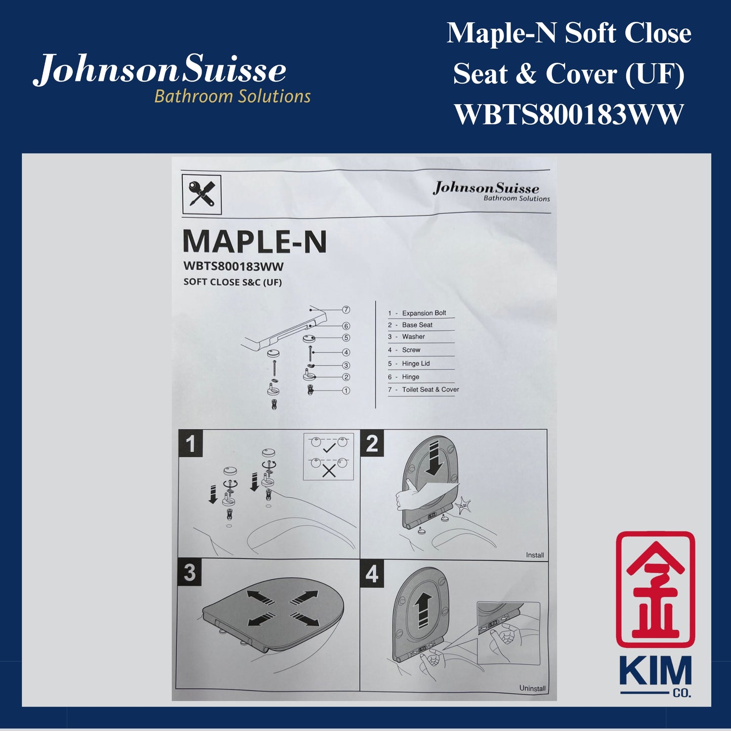 Johnson Suisse Maple-N Soft Close Seat & Covers (UF)(WBTS800183WW)