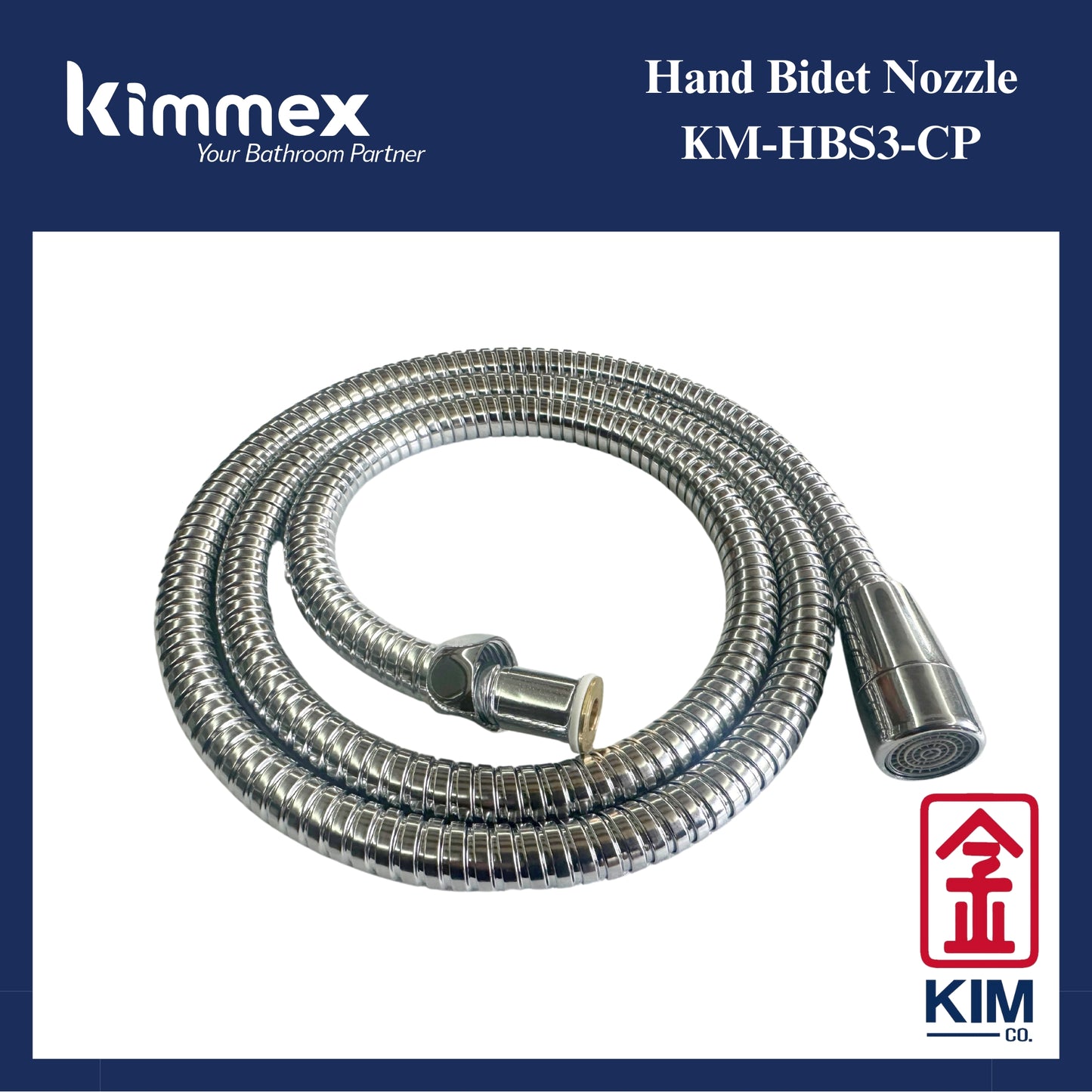 kimmex Hand Bidet Nozzle Cw 1.2m Bidet Hose (KM-HBS3-CP)