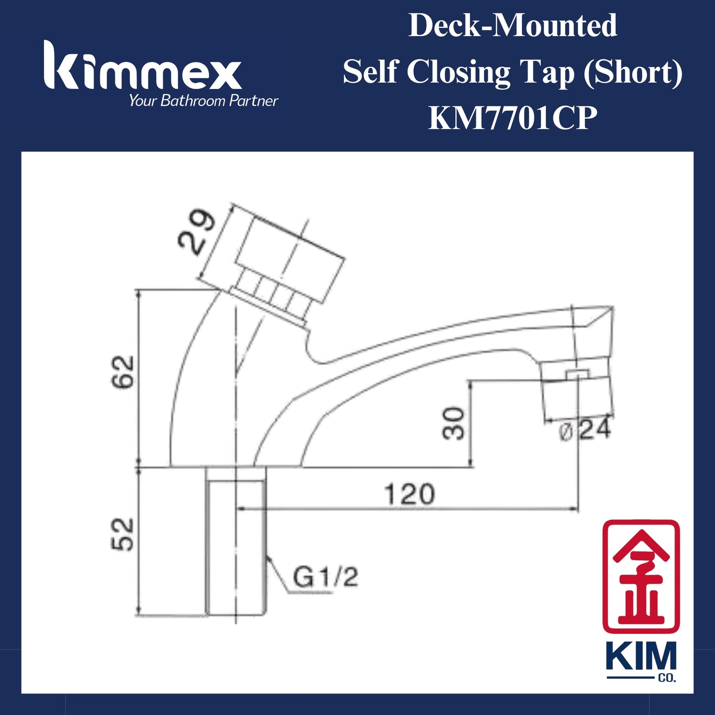 kimmex Self Closing Pillar Tap (Short) (KM7701CP)