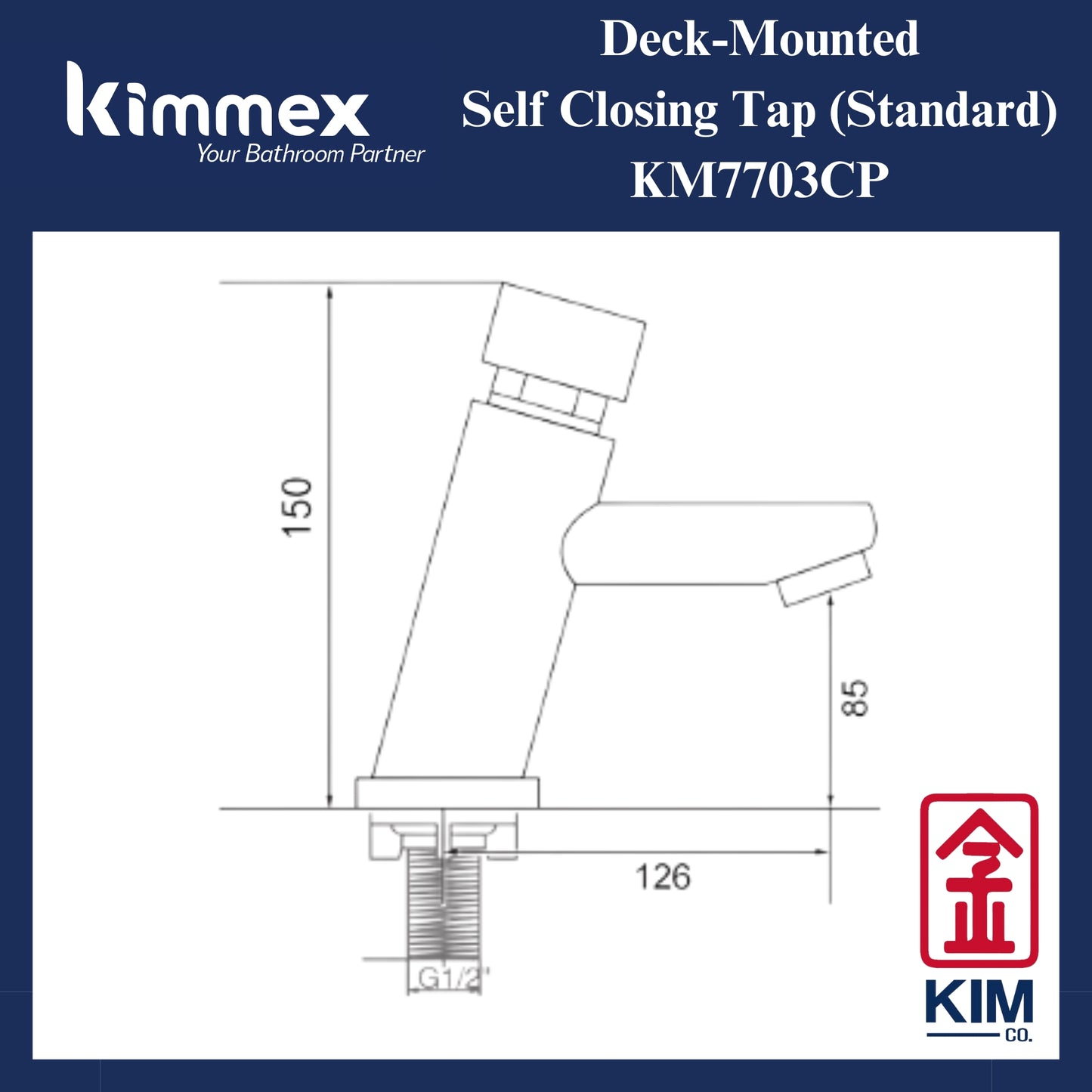 kimmex Self Closing Pillar Tap (Standard) (KM7703CP)