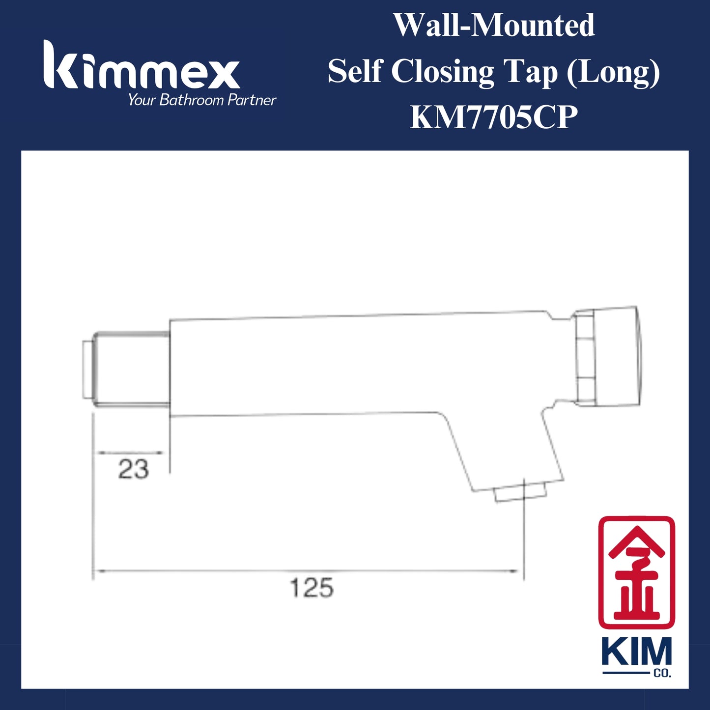 kimmex Self Closing Wall Tap (Long) (KM7705CP)