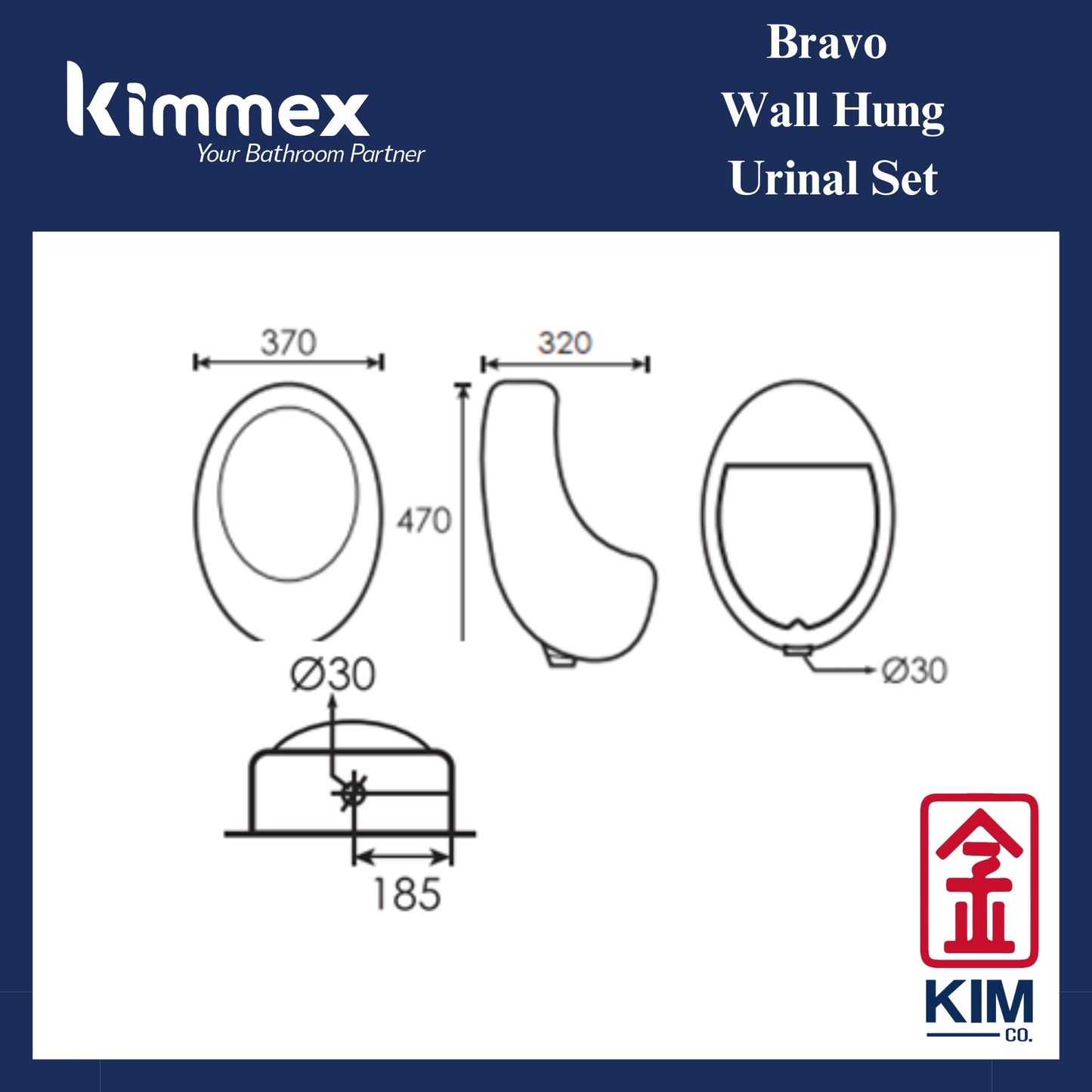 kimmex Bravo Wall Hung Urinal Set