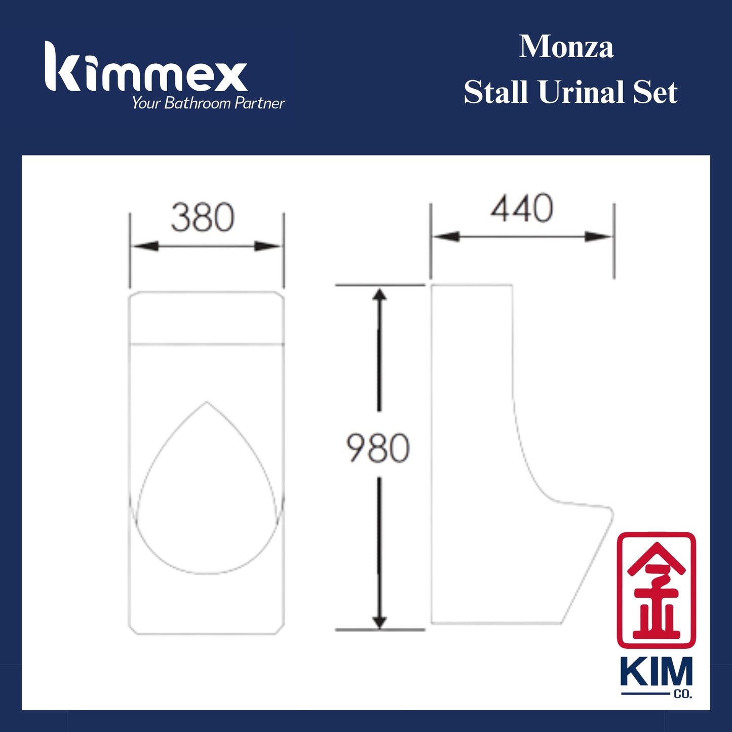 kimmex Monza Stall Urinal Set