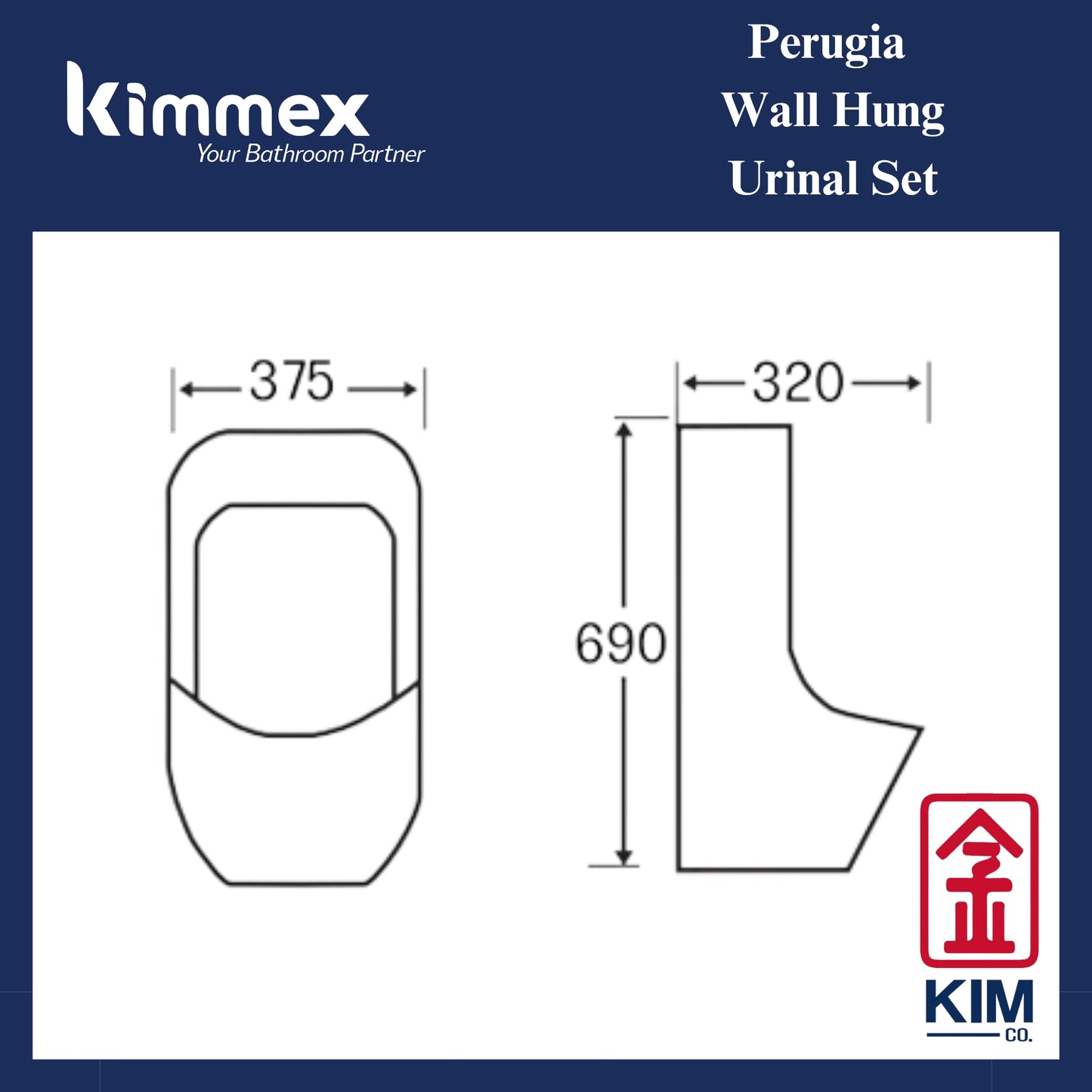 kimmex Perugia Wall Hung Urinal Set