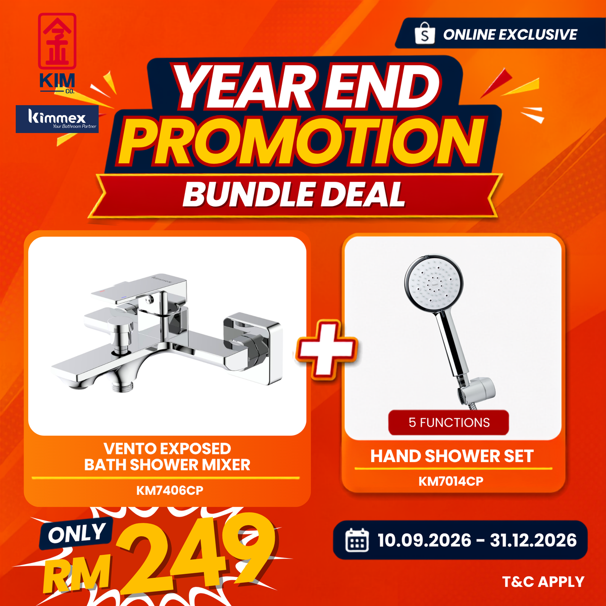 🔥𝐘𝐄𝐀𝐑 𝐄𝐍𝐃 𝐒𝐀𝐋𝐄𝐒🔥- kimmex Vento Exposed Bath Shower & Hand Shower Set