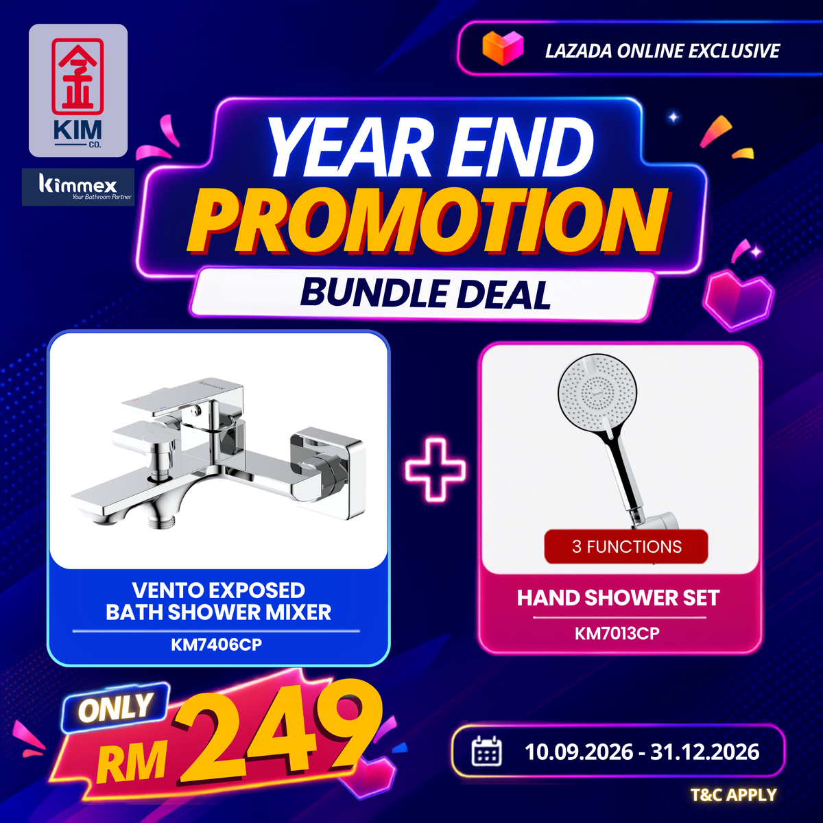🔥𝐘𝐄𝐀𝐑 𝐄𝐍𝐃 𝐒𝐀𝐋𝐄𝐒🔥- kimmex Vento Exposed Bath Shower & Hand Shower Set