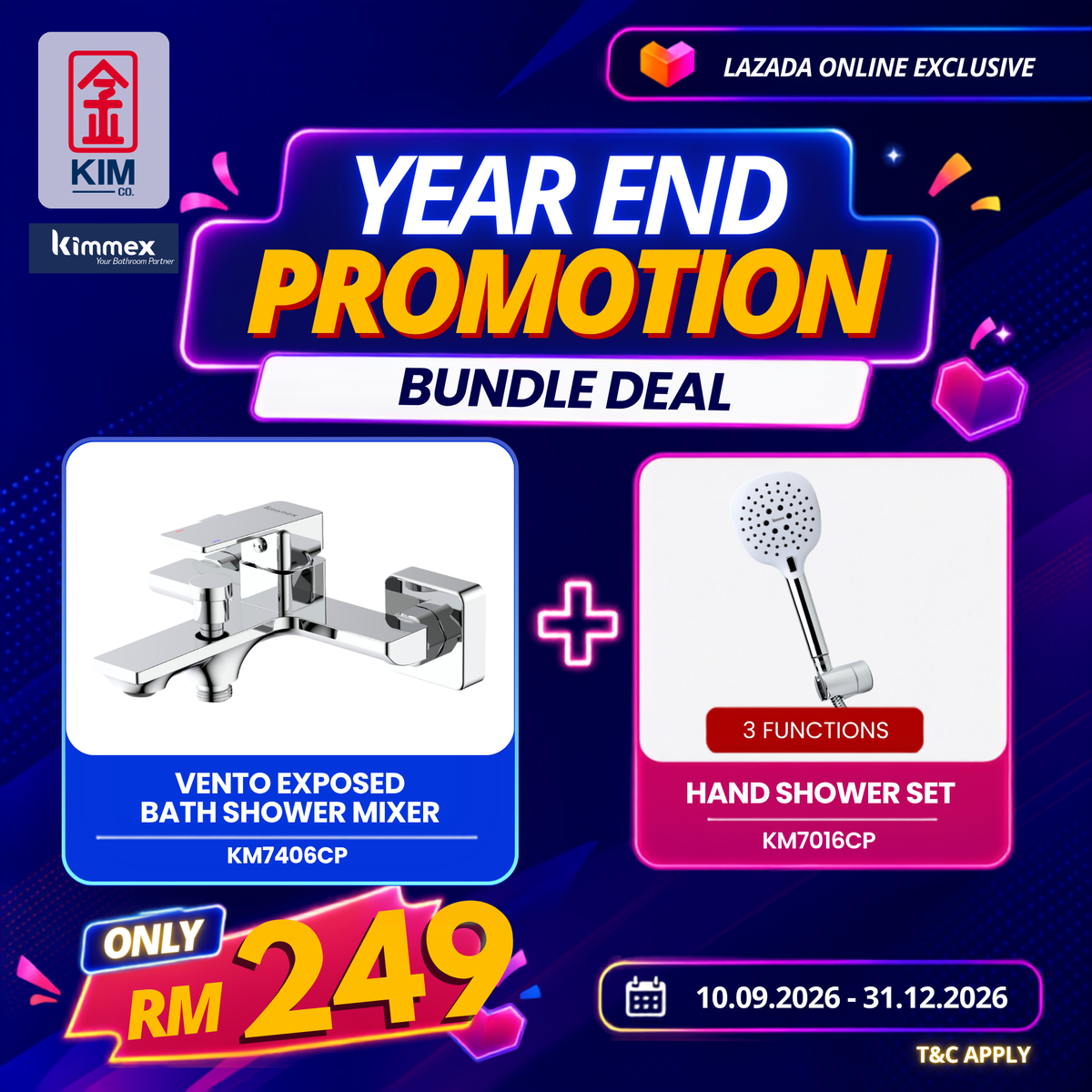 🔥𝐘𝐄𝐀𝐑 𝐄𝐍𝐃 𝐒𝐀𝐋𝐄𝐒🔥- kimmex Vento Exposed Bath Shower & Hand Shower Set