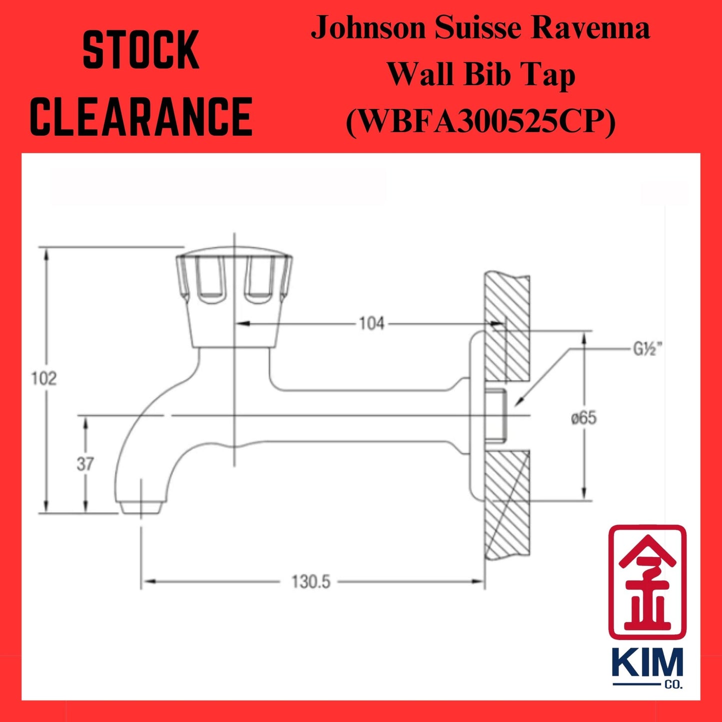 ( Stock Clearance ) Johnson Suisse Ravenna Wall Long Bib Tap (WBFA300525CP)