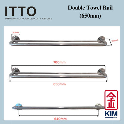 Itto Stainless Steel 304 Double Towel Rail (IT-6902-65 & IT-6902/LS/650)