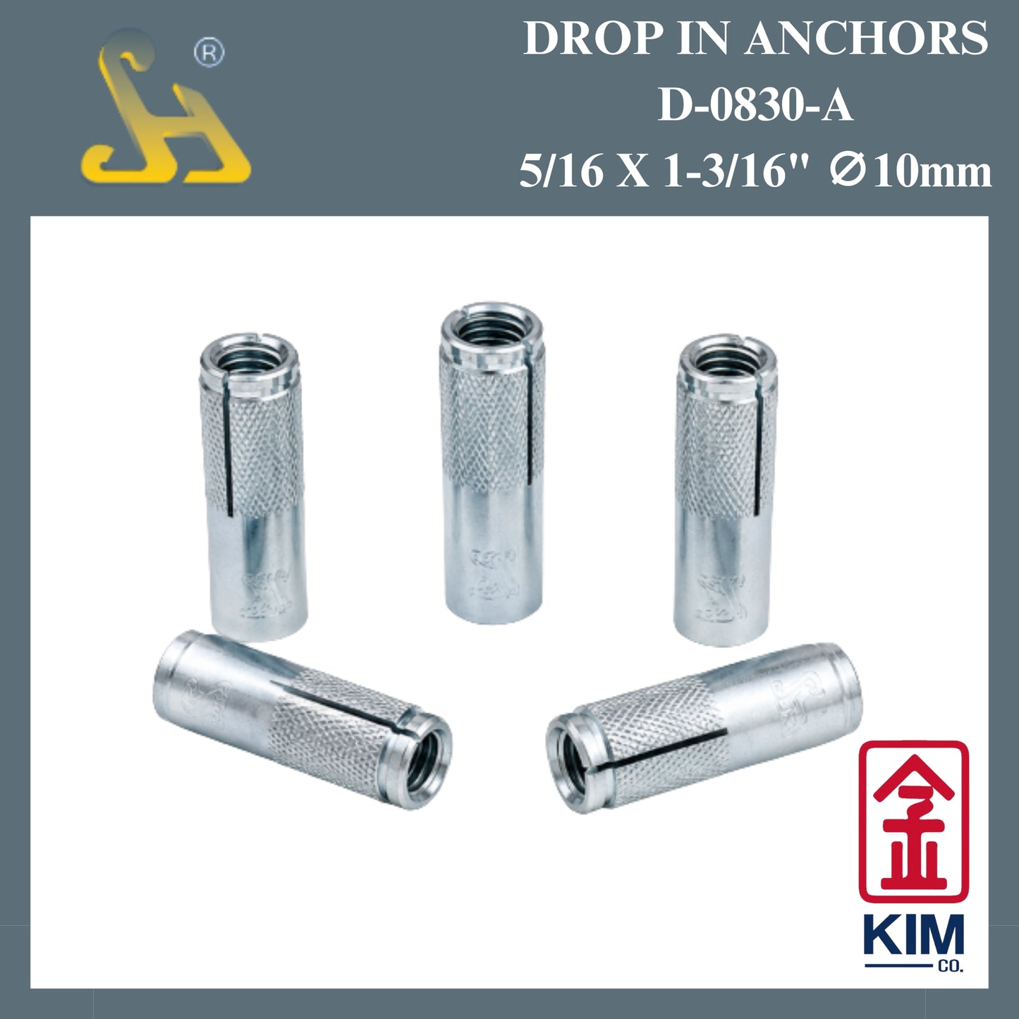 Sin Harp Drop In Anchors D-0830-A 5/16" x 1-3/16" ∅ 10mm