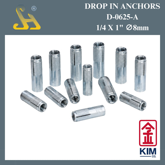 Sin Harp Drop In Anchors D-0625-A 1/4" x 1" ∅ 8mm