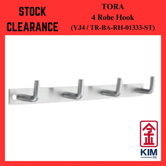 ( Stock Clearance ) Tora S/Steel 304 Screw To Wall 4 Robe Hook (YJ4 / TR-BA-RH-01333-ST)