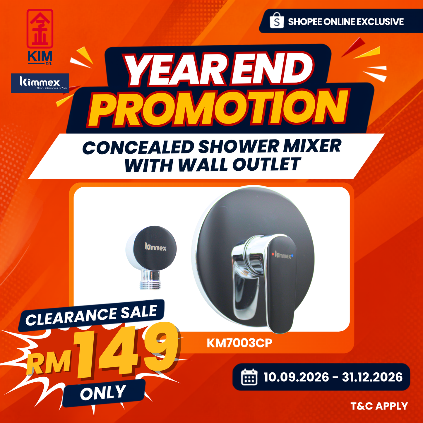 🔥𝐘𝐄𝐀𝐑 𝐄𝐍𝐃 𝐒𝐀𝐋𝐄𝐒🔥- kimmex Concealed Shower With Wall Outlet