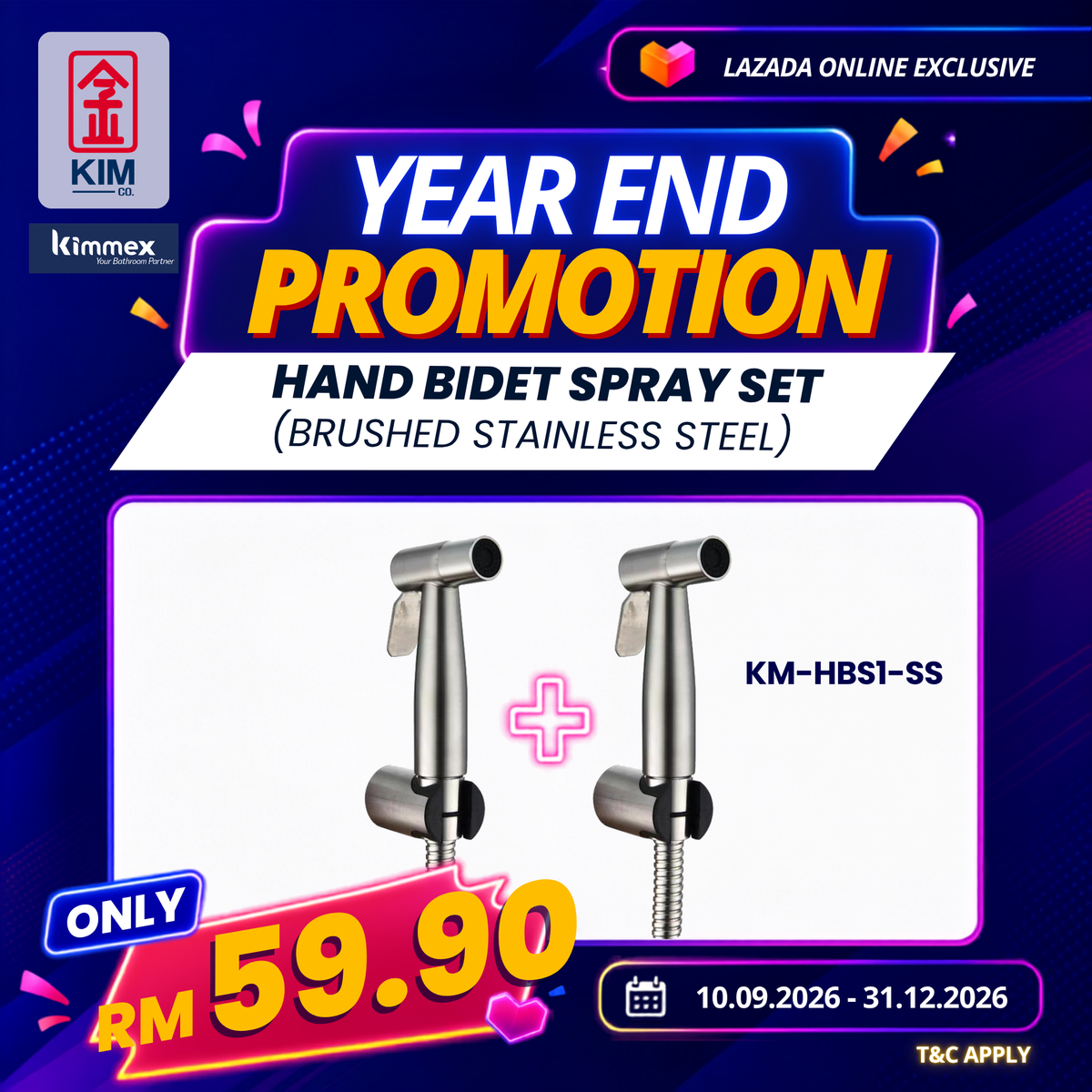 🔥𝐘𝐄𝐀𝐑 𝐄𝐍𝐃 𝐒𝐀𝐋𝐄𝐒🔥- kimmex Stainless Steel 304 Hand Bidet Spray Set (2 Set)