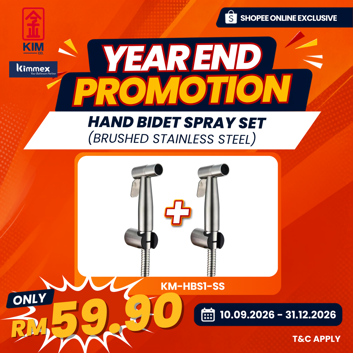 🔥𝐘𝐄𝐀𝐑 𝐄𝐍𝐃 𝐒𝐀𝐋𝐄𝐒🔥- kimmex Stainless Steel 304 Hand Bidet Spray Set (2 Set)