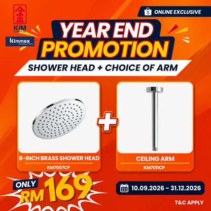🔥𝐘𝐄𝐀𝐑 𝐄𝐍𝐃 𝐒𝐀𝐋𝐄𝐒🔥- kimmex SUS304 Ceiling Arm With Brass Shower Head Set (200mm / 250mm)