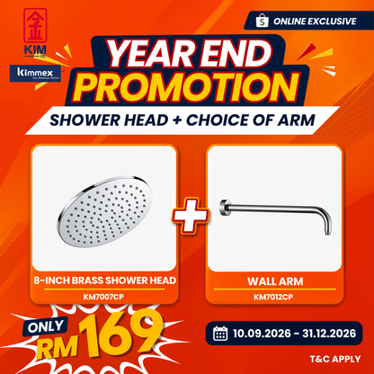 🔥𝐘𝐄𝐀𝐑 𝐄𝐍𝐃 𝐒𝐀𝐋𝐄𝐒🔥- kimmex SUS304 Shower Arm With Brass Shower Head Set (200mm / 250mm)