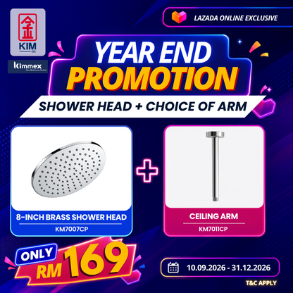 🔥𝐘𝐄𝐀𝐑 𝐄𝐍𝐃 𝐒𝐀𝐋𝐄𝐒🔥- kimmex SUS304 Ceiling Arm With Brass Shower Head Set (200mm / 250mm)