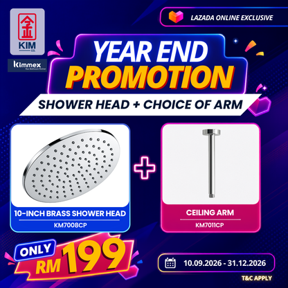🔥𝐘𝐄𝐀𝐑 𝐄𝐍𝐃 𝐒𝐀𝐋𝐄𝐒🔥- kimmex SUS304 Ceiling Arm With Brass Shower Head Set (200mm / 250mm)