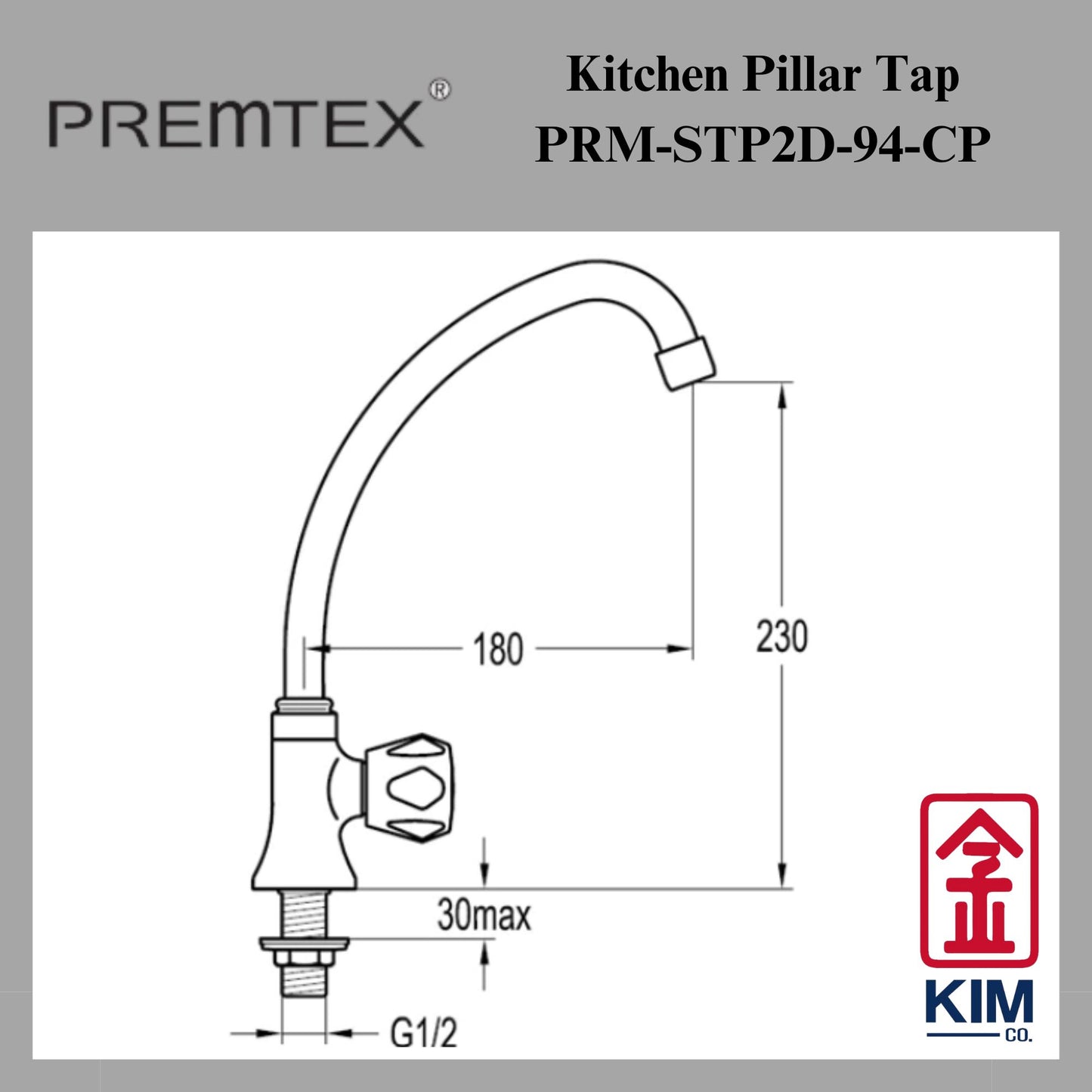 Premtex Deck Mounted Kitchen Sink Tap (PRM-STP2D-94-CP)