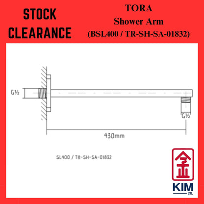 ( Stock Clearance ) Tora Brass Chrome Shower Arm (430mm)(SL400 / TR-SH-SA-01832)