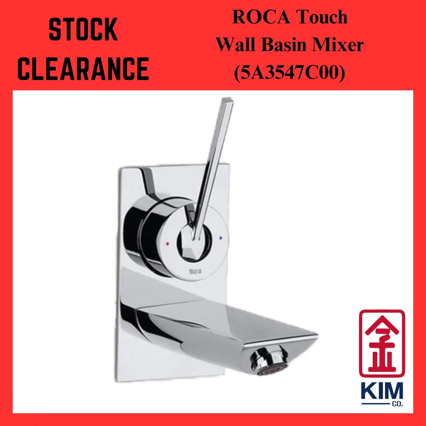 ( Stock Clearance ) Roca Touch Wall Mounted Basin Mixer Without Pop Up Waste (5A3547C00)