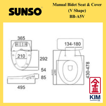 Sunso Manual Bidet Seat & Cover V Shape (BB-A5V)