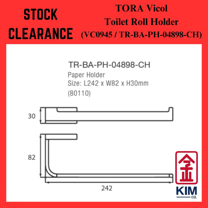 (Stock Clearance) Tora Vicol Brass Chrome Toilet Roll Holder Without Lid (VC0945 / TR-BA-PH-04898-CH)