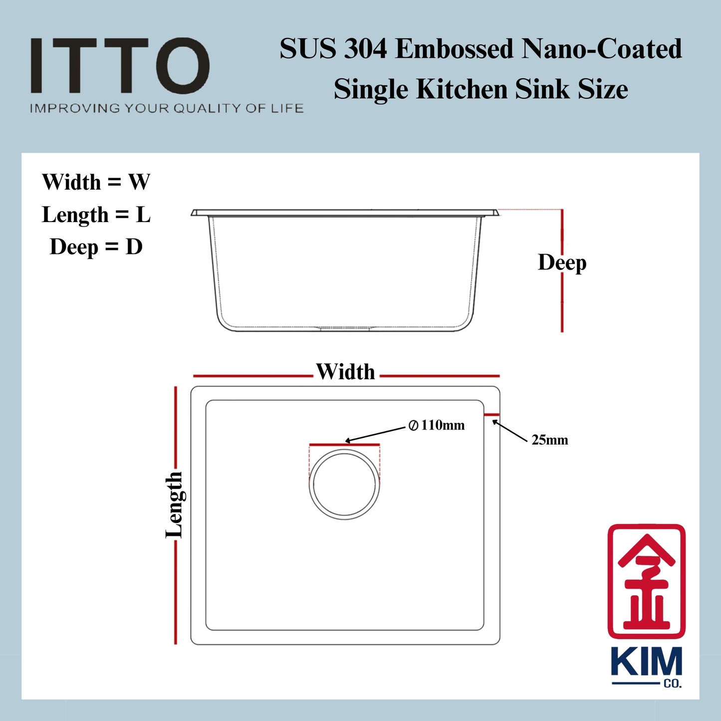 Itto Nano-Coated With Embossed Surface Single Bowl Kitchen Sink