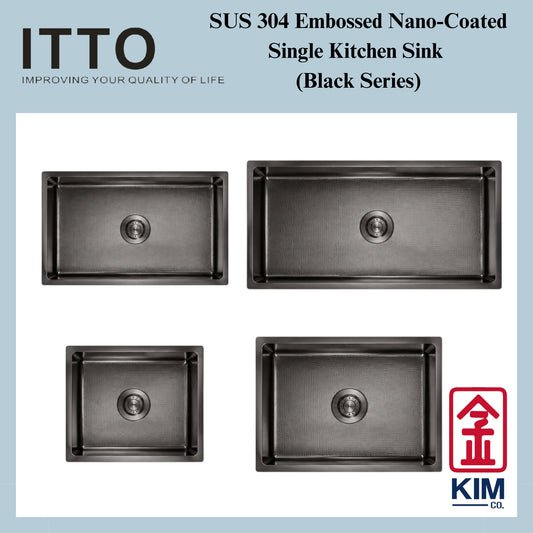 Itto Nano-Coated With Embossed Surface Single Bowl Kitchen Sink (Black)