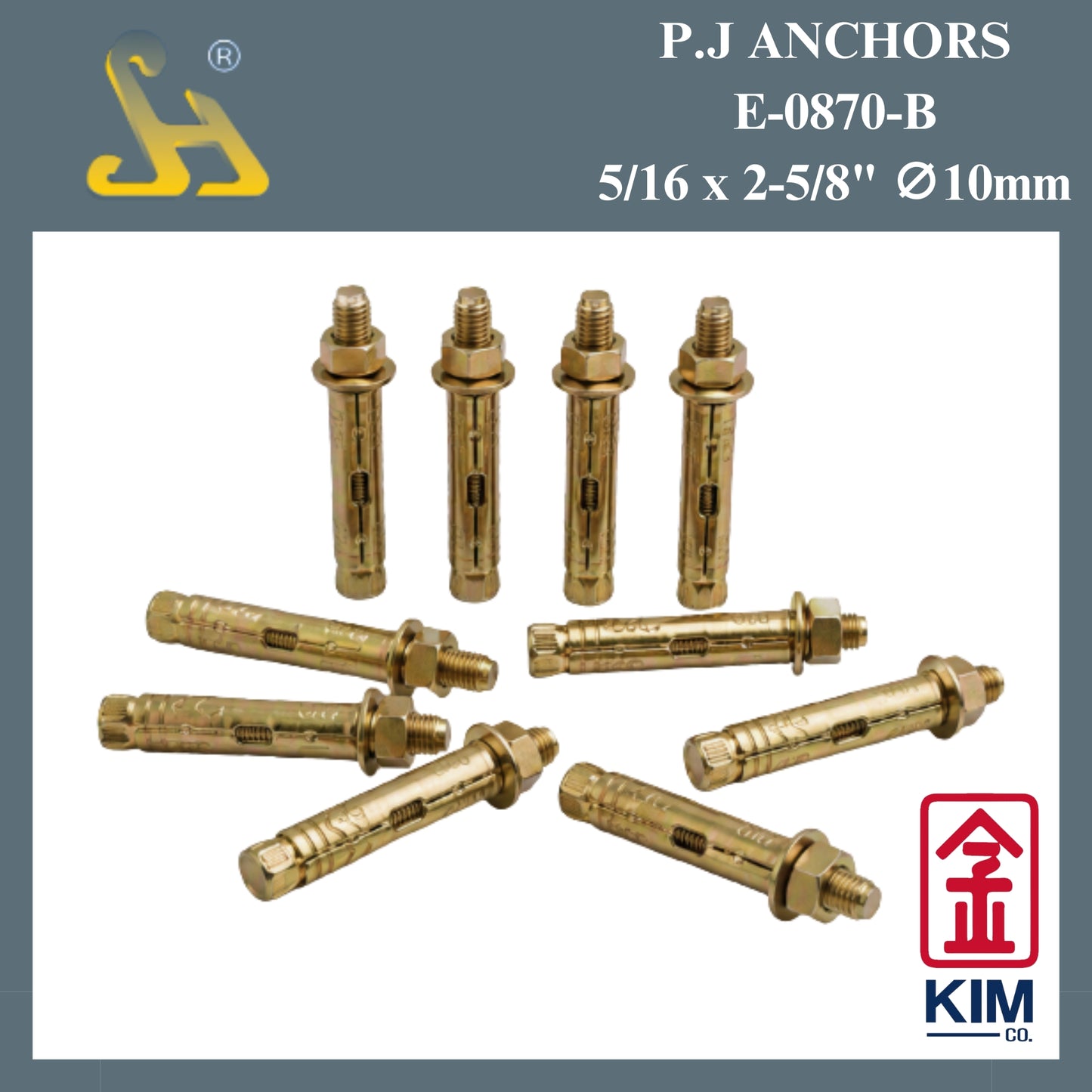 Sin Harp Sleeve PJ Anchors E-0870-B 5/16“ x 2-5/8" ∅ 10mm