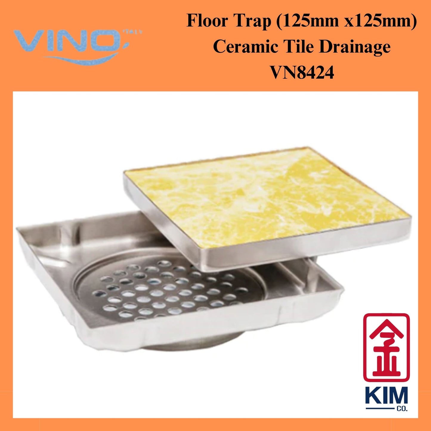Vino Floor Trap Ceramic Tile Drainage (125mm x 125mm)(VN8424)