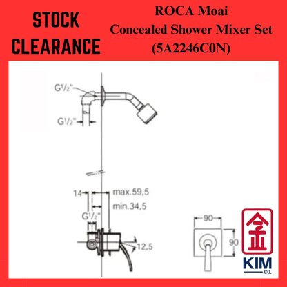 ( Stock Clearance ) Roca Moai Concealed Shower Mixer With Shower Arm & Head Set (5A2246C0N)