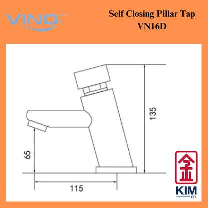 Vino Self Closing Pillar Tap (VN16D)