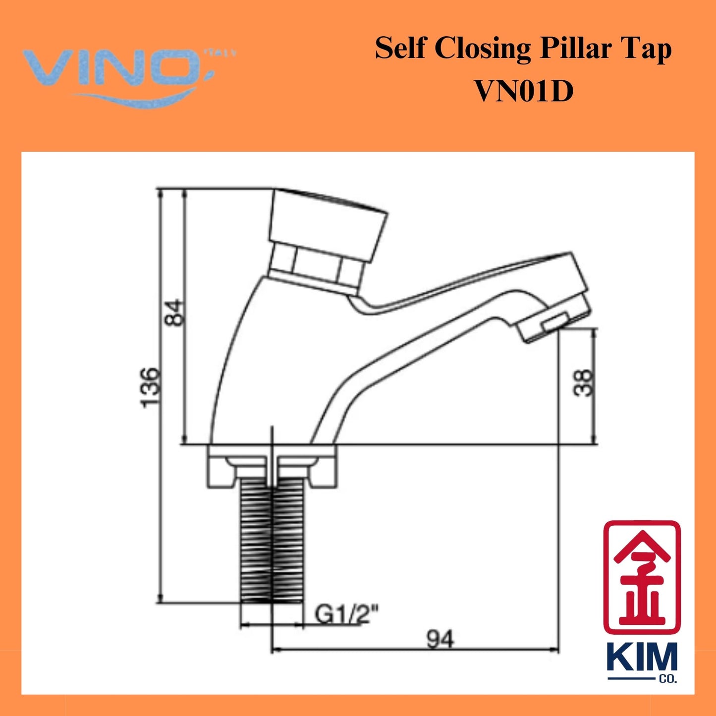 Vino Self Closing Pillar Tap (VN01D)