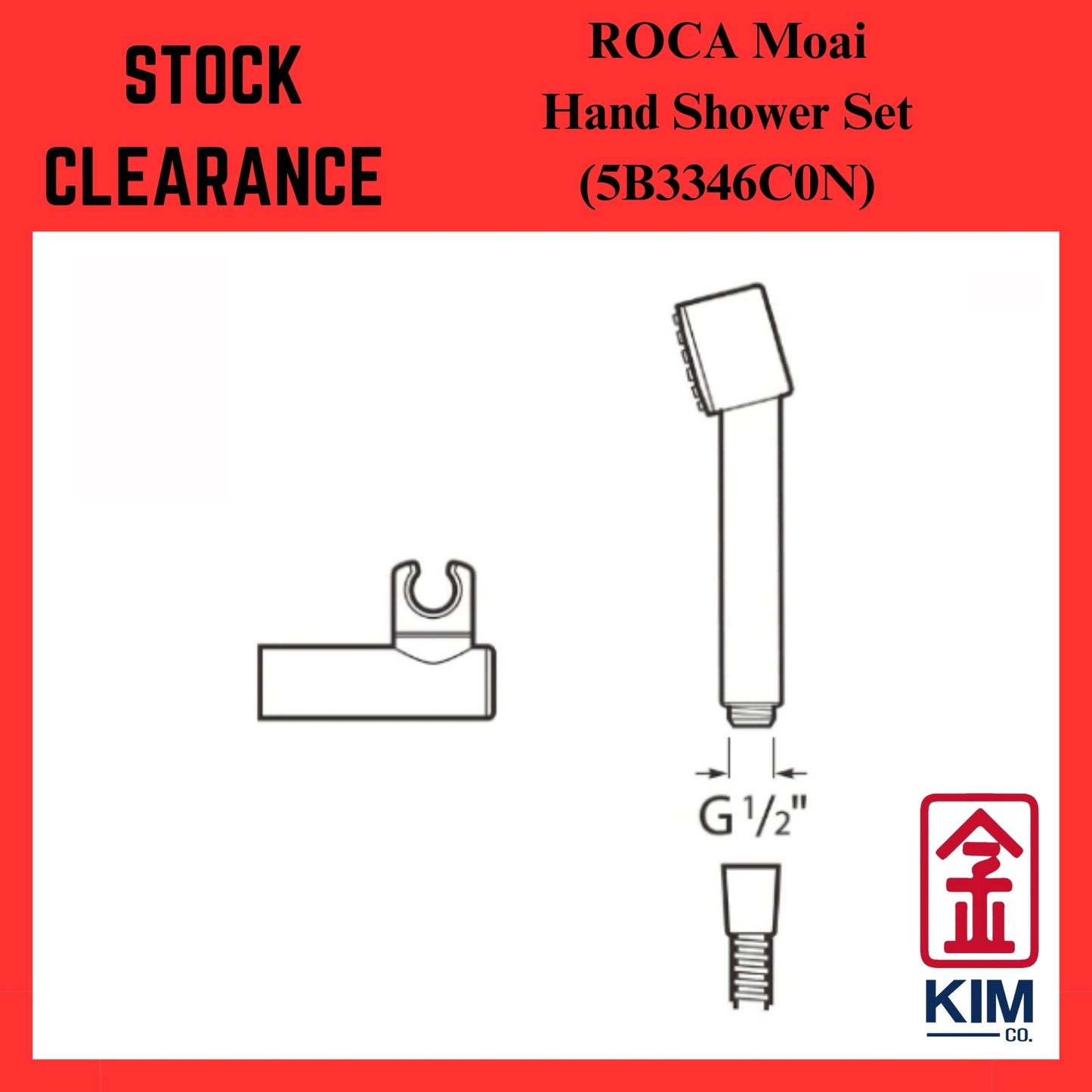 ( Stock Clearance ) Roca Moai Hand Shower Set With Water Outlet Connection (5B3346C0N)