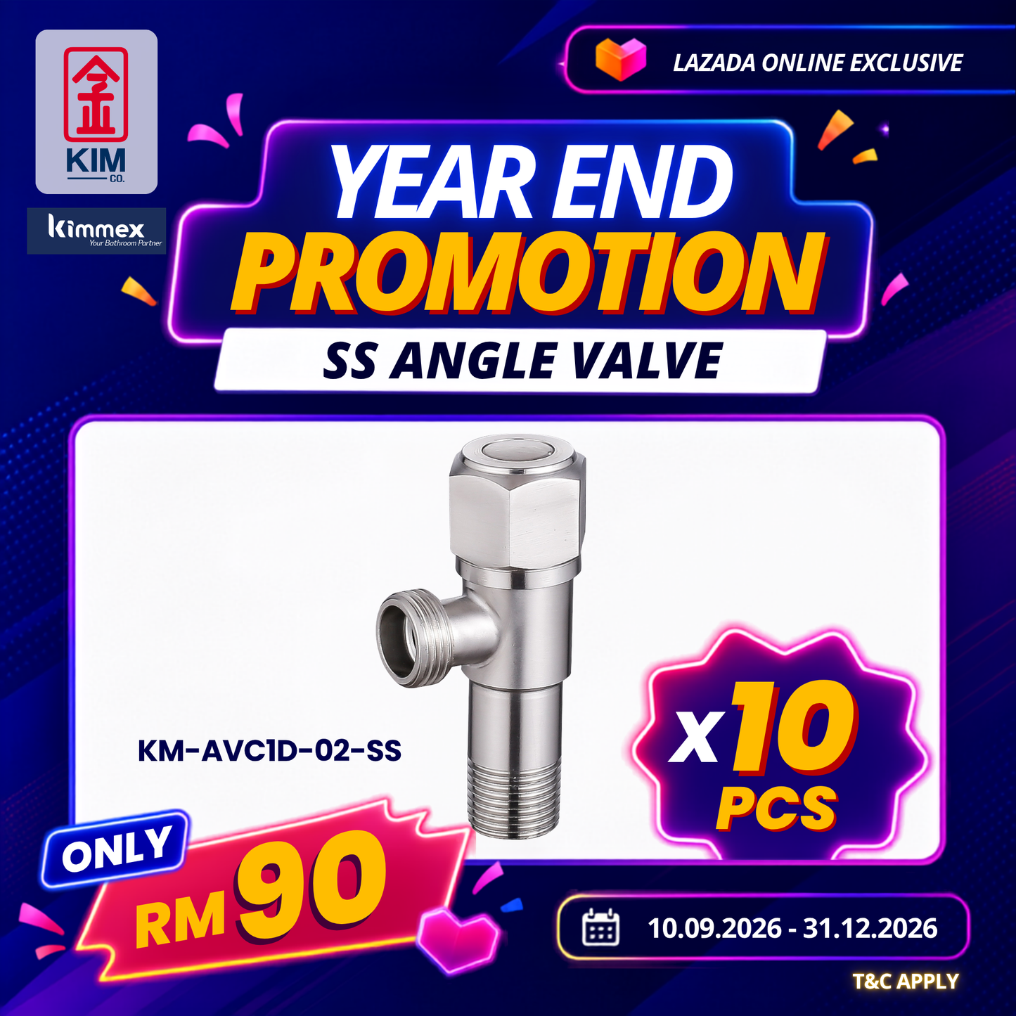 🔥𝐘𝐄𝐀𝐑 𝐄𝐍𝐃 𝐒𝐀𝐋𝐄𝐒🔥- kimmex Stainless Steel 304 Angle Valve Set (10 Pcs)