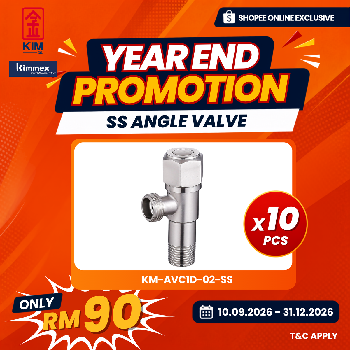 🔥𝐘𝐄𝐀𝐑 𝐄𝐍𝐃 𝐒𝐀𝐋𝐄𝐒🔥- kimmex Stainless Steel 304 Angle Valve Set (10 Pcs)