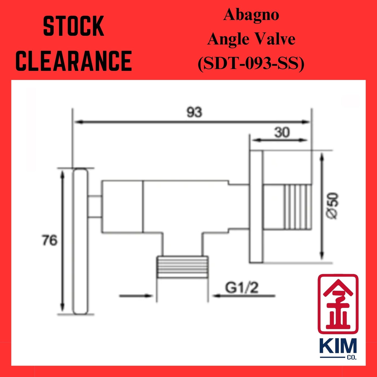 ( Stock Clearance ) Abagno Angle Valve (SDT-093-SS)