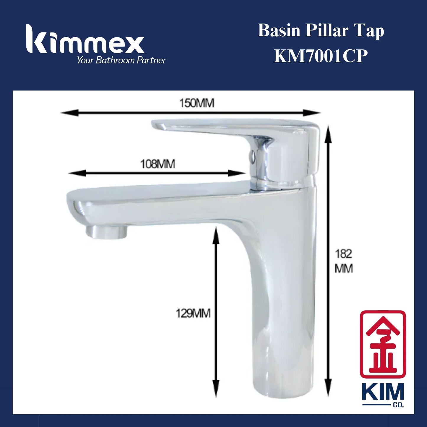 kimmex A Series Basin Pillar Tap (KM7001CP)