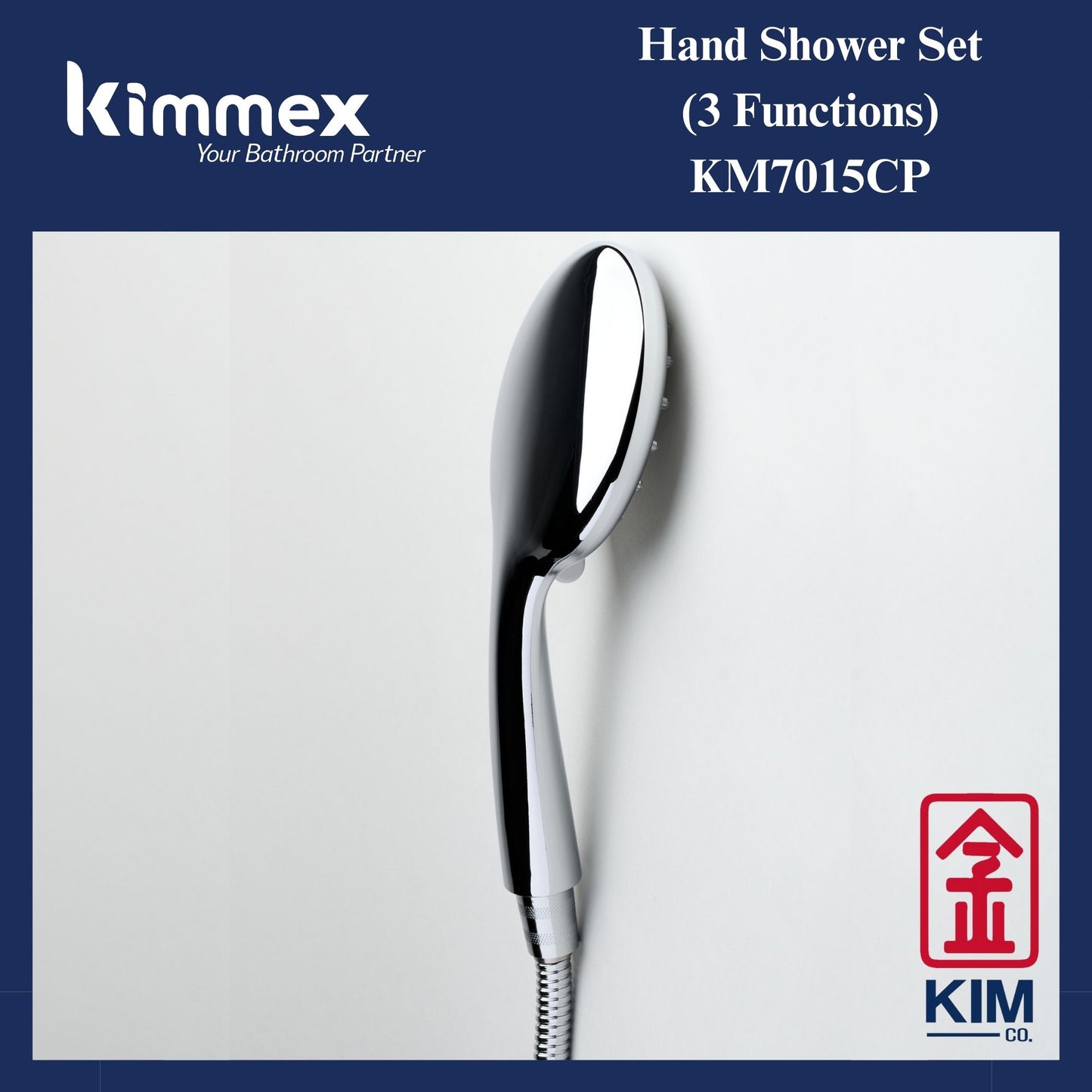 kimmex Hand Shower Set With 1.5m Shower Hose (KM7015CP) (3 Functions)