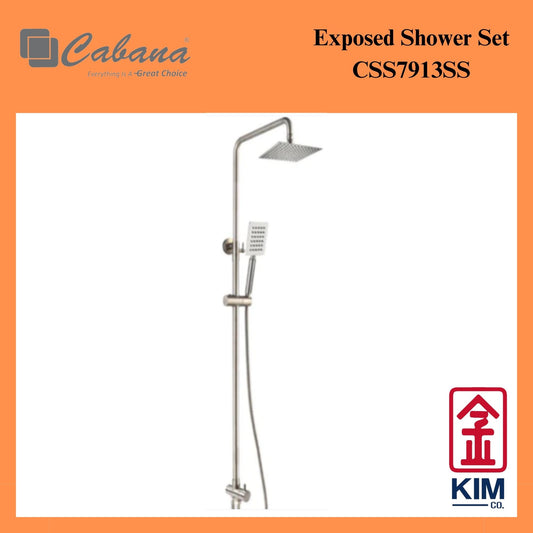 Cabana 2 Ways Exposed Shower Set c/w Square Stainless Steel 304 Hand Shower (CSS7913SS)(For Instant Water Heater)